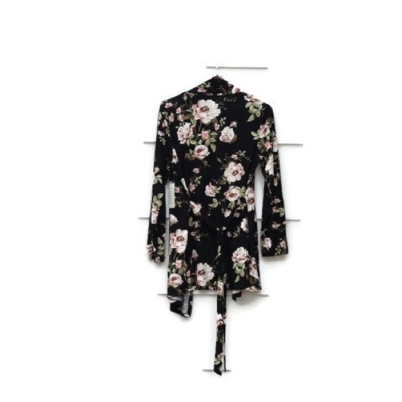 Angel Floral Open Front Cardigan Sweater Shirt - Picture 4 of 6